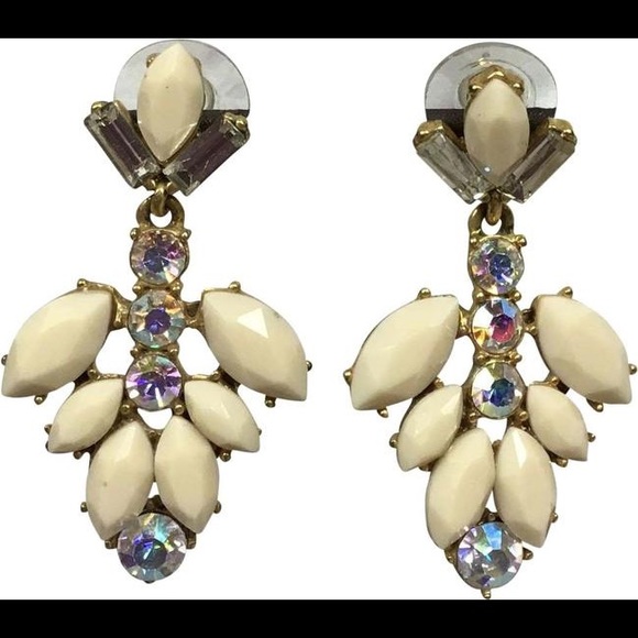 J. Crew cream and crystal drop earrings - Picture 2 of 2